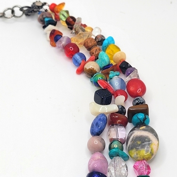 Vintage Southwestern Colorful Multi Gemstone Double or Triple Wear Necklace - Picture 7 of 11
